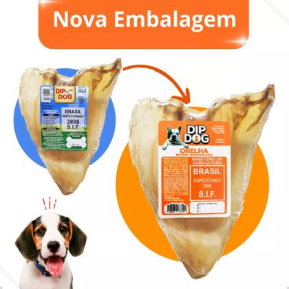 Imagem de Kit 10 Modedor Natural Orelha Bovina Petisco E 2 Osso Fêmur Cor Bege