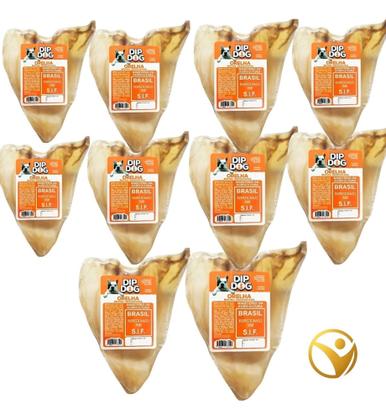 Imagem de Kit 10 Modedor Natural Orelha Bovina Petisco E 2 Osso Fêmur Cor Bege