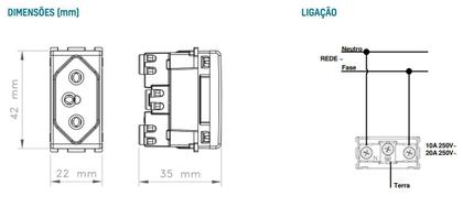 Imagem de Kit 10 modulo tomada 2p+t 20a/250v aria branca tramontina