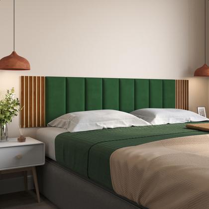 Imagem de Kit 10 Módulos Estofados E 2 Módulos Ripados Em MDF Cabeceira Cama King Casal