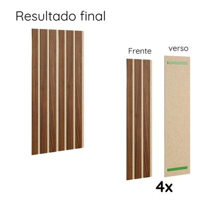 Imagem de Kit 10 Módulos Estofados E 2 Módulos Ripados Em MDF Cabeceira Cama King Casal