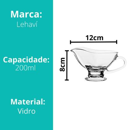 Imagem de Kit 10 Molheira De Vidro Com Alça 200ml Cremeira Bule Molhos Azeite