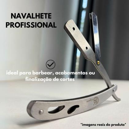 Imagem de Kit 10 Navalha 14cm Aço Inox Navalhete Barbear Profissional Barbeiro E Lamina Platinum Lord