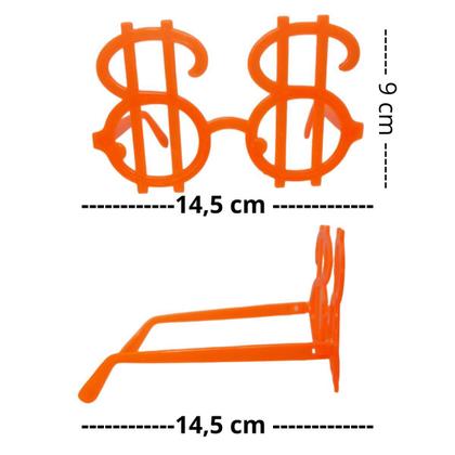 Imagem de Kit 10 Oculos Neon Cifrão Para Festa Na Luz Negra Brilha