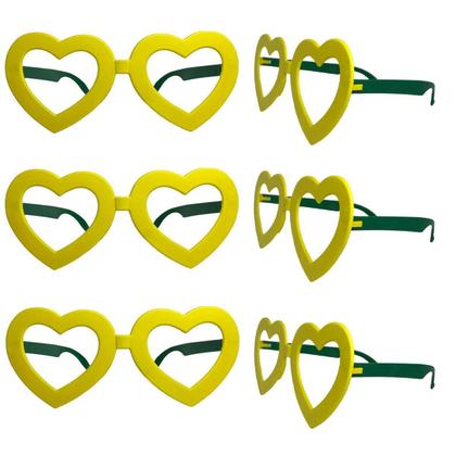 Imagem de Kit 10 Óculos Sem Lentes Verde Amarelo Coração Copa 2022