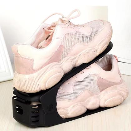 Imagem de kit 10 Organizador de Sapatos Tênis Saltos Calçados em Geral com Regulagem de Altura Top Preto