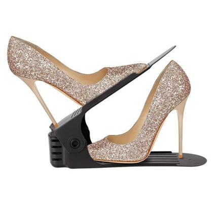 Imagem de kit 10 Organizador de Sapatos Tênis Saltos Calçados em Geral com Regulagem de Altura Top Preto