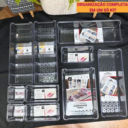 Imagem de Kit 10 Organizadores De Gavetas Multiuso Modular Maquiagens Acessórios Diversos Tamanhos UZ