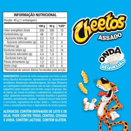 Imagem de Kit 10 Pacotes Cheetos Onda Requeijão 40g Elma Chips