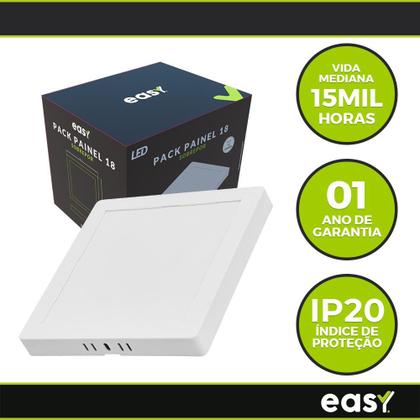 Imagem de Kit 10 Painel Led Sobrepor 3000k 18w Bivolt Quadrado Easy Cor Branco Bivolt