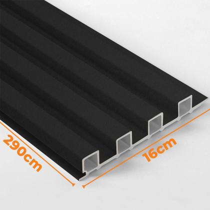 Imagem de Kit 10 Painel Ripado Prime Madeira PVC Preto Fosco 2,9mX16cm