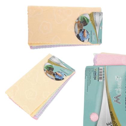 Imagem de Kit 10 Pano 30x30cm Limpeza multicor Macio Microfibra Casa Mesa Multiuso Poliéster Secagem Rápida