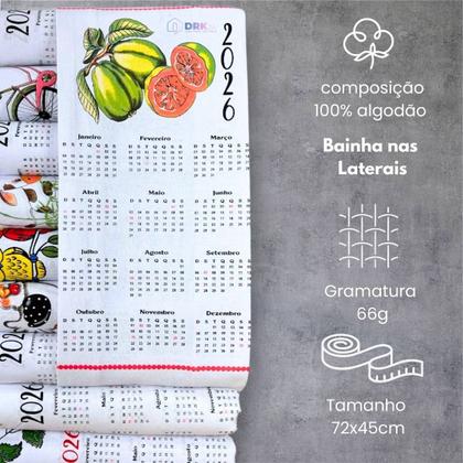 Imagem de Kit 10 Pano De Prato Calendário 2026 - 10 Estampas Sortidas