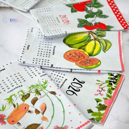 Imagem de Kit 10 Pano De Prato Calendário 2026 - 10 Estampas Sortidas