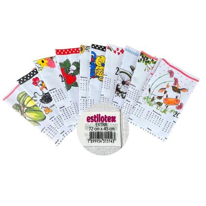 Imagem de Kit 10 Pano De Prato Calendário 2026 - 10 Estampas Sortidas