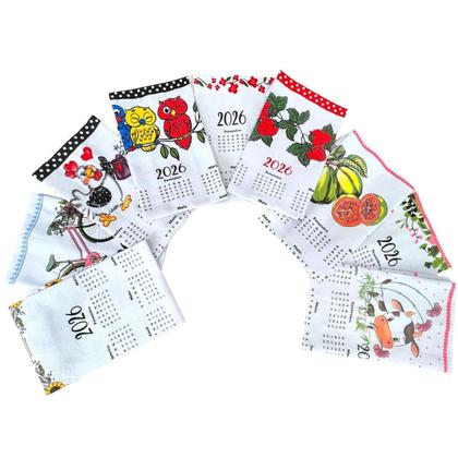 Imagem de Kit 10 Pano De Prato Calendário 2026 - 10 Estampas Sortidas