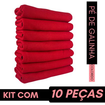 Imagem de Kit 10 Pano De Prato Cozinha Seca Louça Pé De Galinha 5 Cores 100 Algodão Dia a Dia