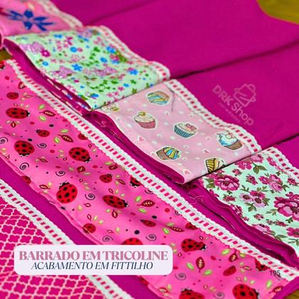 Imagem de Kit 10 Pano De Prato Pé Galinha Barrado Tricoline 3 Variação Cozinha Louça Dia a Dia