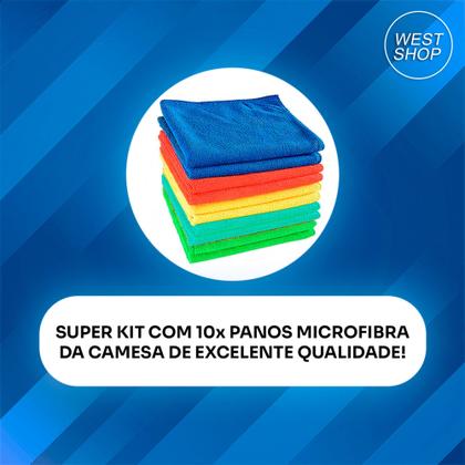 Imagem de Kit 10 Pano Microfibra 35x55cm Limpa Carro Vidro Prato Pia Limpeza Multiuso