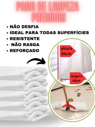 Imagem de Kit 10 Panos de Chão Branco Extra Grande Saco Limpeza Profunda Qualidade Premium Alvejado Sacaria
