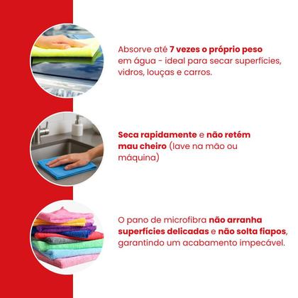 Imagem de Kit 10 Panos de Microfibra Super Absorção Multiuso 35x50