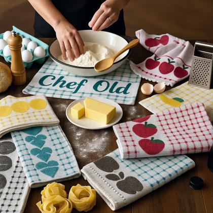 Imagem de Kit 10 panos de prato atoalhado felpudo gourmet luxo