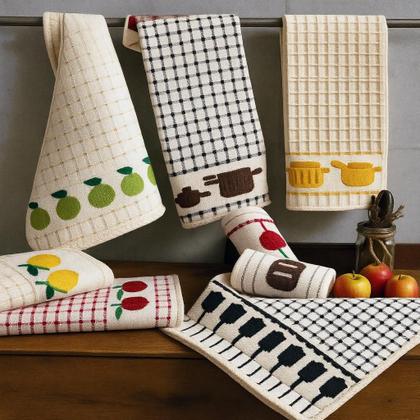 Imagem de Kit 10 panos de prato atoalhado felpudo gourmet luxo