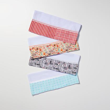 Imagem de Kit 10 Panos De Prato Barrado Pé De Galinha Atacado Premium