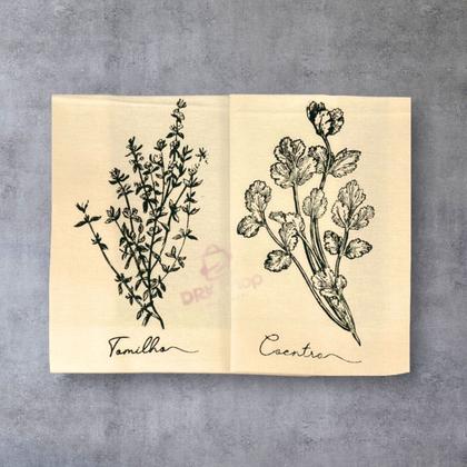 Imagem de Kit 10 Panos De Prato Crú Algodão Extra Rústico Coleção Temperos Louça Cozinha Decoração