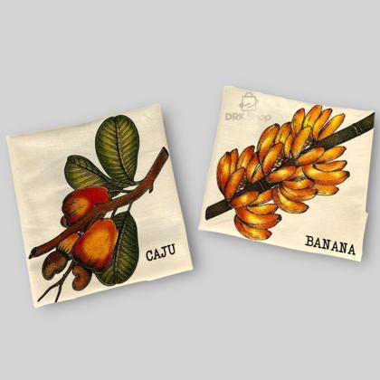 Imagem de Kit 10 Panos De Prato Crú Extra Rústico Coleção Frutas Decoração Algodão Sofisticado Pano Rústico