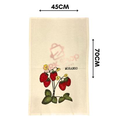 Imagem de Kit 10 Panos De Prato Crú Extra Rústico Coleção Frutas Decoração Algodão Sofisticado Pano Rústico