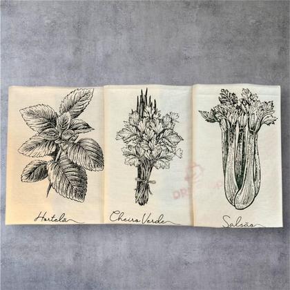 Imagem de Kit 10 Panos De Prato Crú Extra Rústico Coleção Temperos