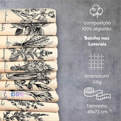 Imagem de Kit 10 Panos De Prato Crú Extra Rústico Coleção Temperos