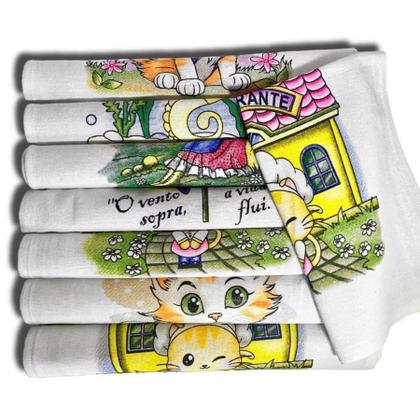 Imagem de Kit 10 Panos De Prato legitimo Pé De Galinha Estampados  100 Algodão