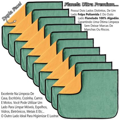 Imagem de Kit 10 Panos Multiuso Em Geral Dupla Face Flanela Microfibra Para Limpeza - Toalha Mágica