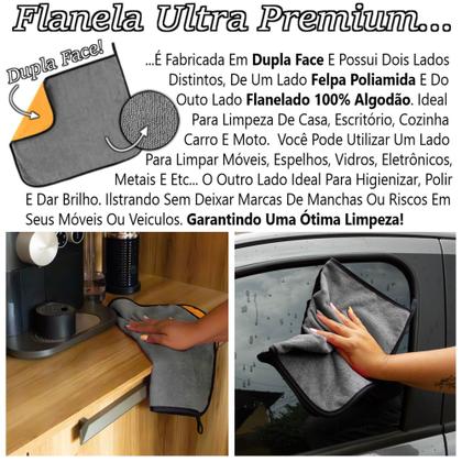 Imagem de Kit 10 Panos Multiuso Em Geral Dupla Face Flanela Microfibra Para Limpeza - Toalha Mágica