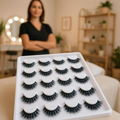 Imagem de Kit 10 Pares Cilios Postiço Modelo Brasileiro 6d variados