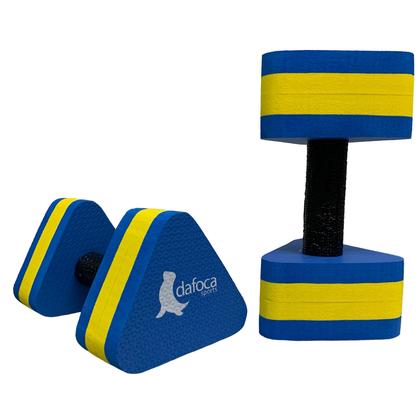 Imagem de Kit 10 Pares de Halteres Hidroginástica Em EVA 3 A 4 Kg DF4013-AZ Azul/Amarelo Dafoca Sports