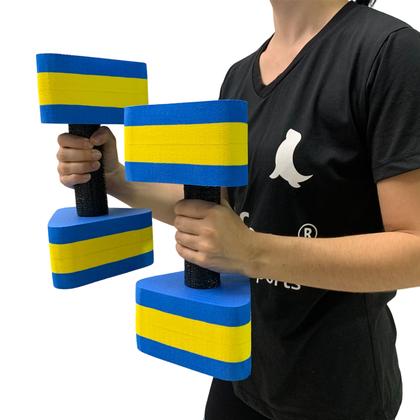 Imagem de Kit 10 Pares de Halteres Hidroginástica Em EVA 3 A 4 Kg DF4013-AZ Azul/Amarelo Dafoca Sports