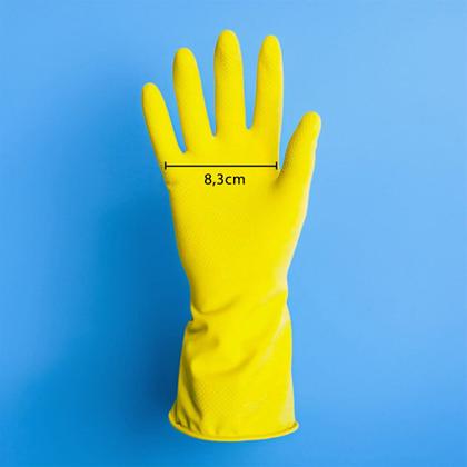 Imagem de Kit 10 Pares de Luvas de Látex Amarelo M para Segurança em Agentes Químicos