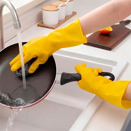 Imagem de Kit 10 Pares De Luvas Nobre Látex P P- Agentes Químicos Resistente E Segura Amarelo