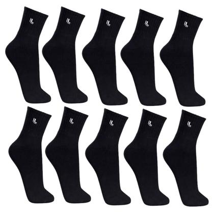 Imagem de Kit 10 Pares Meia Lupo Cano Médio Sport Masculina Original Preta 37 a 40