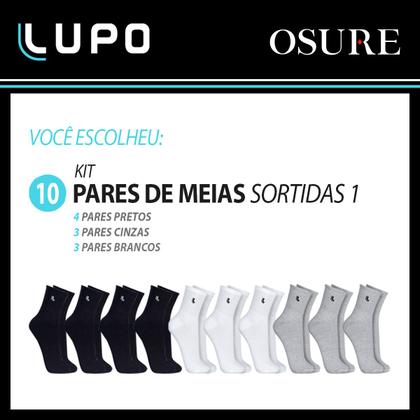 Imagem de Kit 10 Pares Meias Lupo Original Algodão Cano Alto Longo Masculina Academia Atacado Esportiva 3245-2