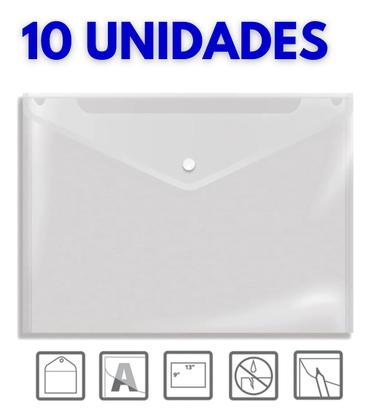 Imagem de Kit 10 Pastas A4/ofício Envelope Com Botão Transparente A4