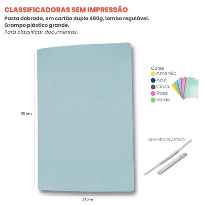 Imagem de Kit 10 Pastas Classificador De Cartão Duplo Sem Impressão