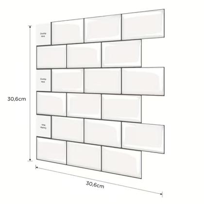 Imagem de Kit 10 Pastilha Adesiva Resinada Tijolinho Branco 3d Azulejo Cozinha Banheiro