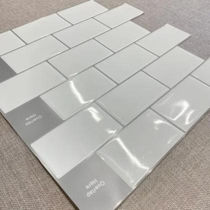 Imagem de Kit 10 Pastilha Adesiva Resinada Tijolinho Branco 3d Azulejo Cozinha Banheiro