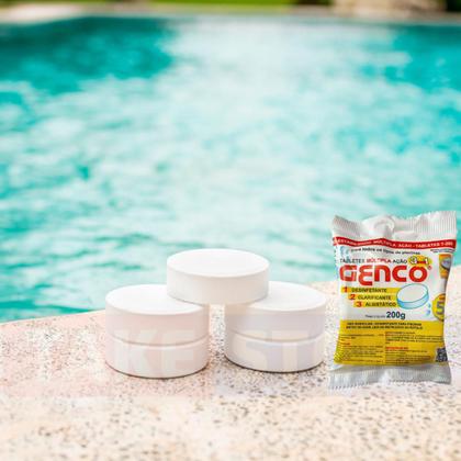 Imagem de Kit 10 Pastilha Cloro Mult Ação Tratamento Água Piscinas Genco 200g