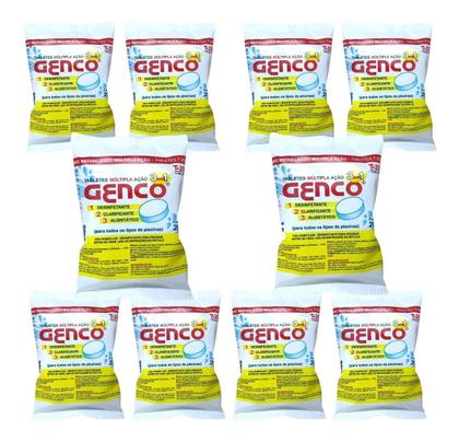 Imagem de Kit 10 Pastilha Genco Cloro 3x1 Tripla Ação 200g P/ Piscina