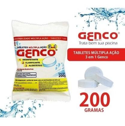 Imagem de Kit 10 Pastilha Genco Cloro 3x1 Tripla Ação 200g P/ Piscina